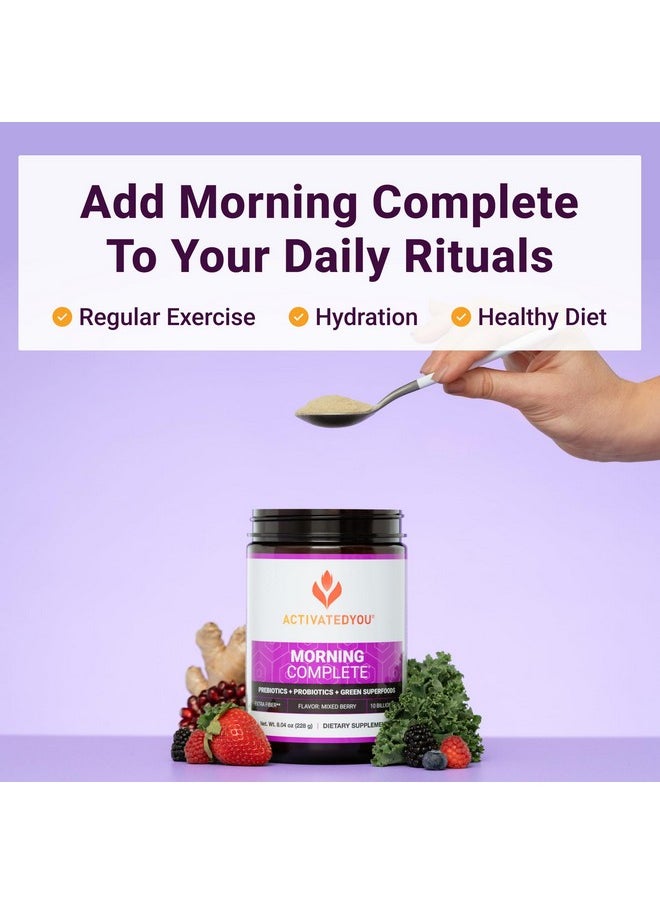 ACTIVATEDYOU - ACTIVATEDYOU Morning Complete Daily Wellness Greens Superfood Drink Mix for Gut Health w/Prebiotics, Probiotics, Antioxidants, Green Superfoods, 10 Billion CFUs, 30 Servings (Mixed Berry) - Image 1