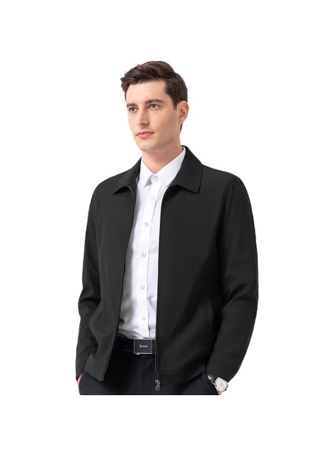 ROMON Men'S Autumn Business Jacket, Turn-Down Collar Executive Coat, Cadre Style, Dad'S Outfit, I8 Black, 3Xl - Image 3