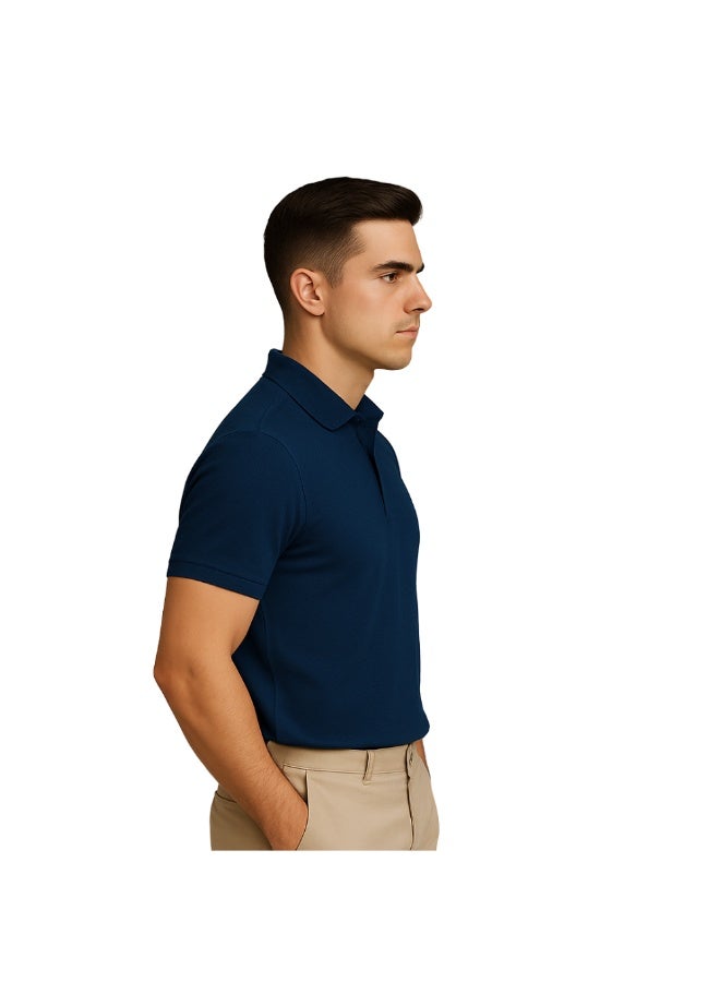 PRINTSHOP4ME Men's Polo T-Shirt | 240 GSM Honeycomb Fabric | Pure Cotton Regular-Fit Tee In Basic Colors | Comfortable And Stylish Everyday Wear - Image 4
