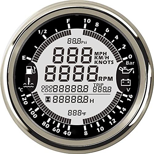 ELING 6-in-1 Multi-Functional Gauge Meter GPS Speedometer Tachometer Hour Water Temp Fuel Level Oil Pressure Voltmeter 10Bar 12V 3-3/8" for Auto Car Boat Golf Cart Truck Van - Image 4