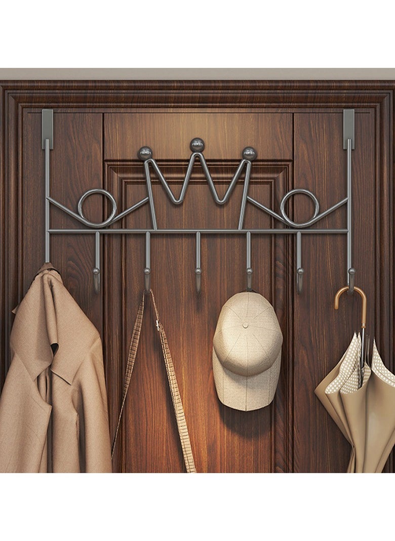 Arabest Black Crown Behind Door Hooks,No Punch Door Hangers,Clothes Hooks,Bedroom Kitchen Bathroom Door Organiser Hanging Rack Coat Hooks  - Image 1