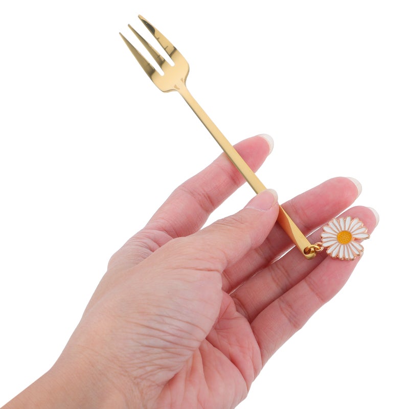 2PCS Dessert Forks and Spoons Stainless Steel Mini Coffee Pastry Forks Cake Tea Spoon for Dessert Appetizers Salad Fruit - Image 2