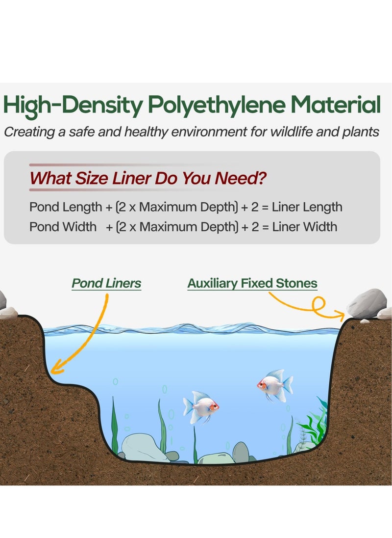 Excefore - HDPE Pond Liners, 7 x 10 FT Fish Pond Liner Easy Cutting with Excellent Flexibility & Ductility, Pond Liners for Outdoor Ponds, Koi Ponds, Garden Fountain, Waterfall, Planter - Image 1
