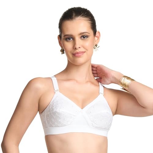 TRYLO Women's Cotton T-Shirt Bra Women's Non-Wired Bra (KRUTIKA Chiken_White_38C) - Image 1