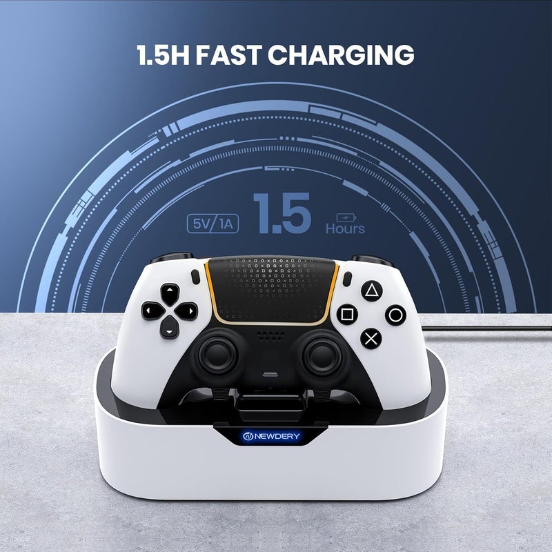 نيودري محطة شحن تحكم PS5 من ، قفص شحن سريع لتحكمات PlayStation 5، بديل حامل شحن تحكم فردي لتحكم PS5 وتحكم DualSense Edge، أبيض - Image 2