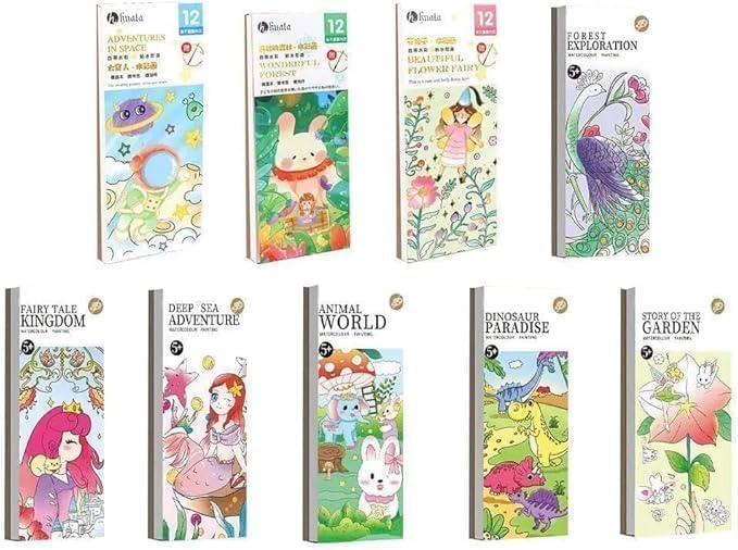 Colouring Books, 12 Designs, Animals, Floral Patterns, Fairy Tales,