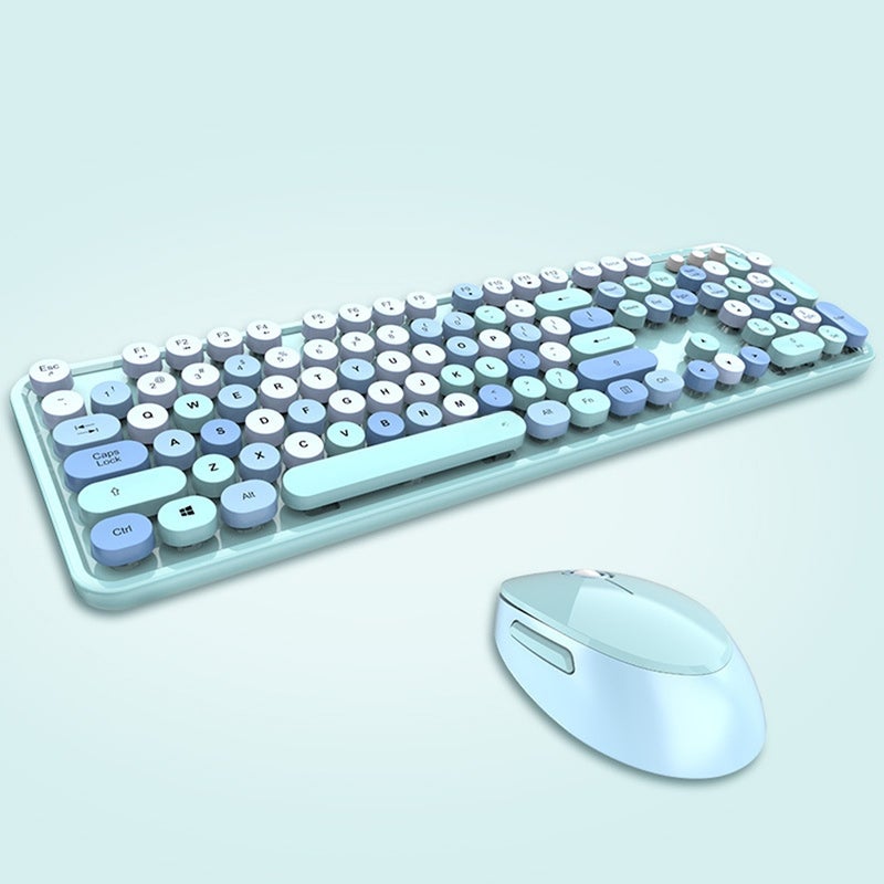 Cordless Mechanical Keyboard Round Cap Keyboard Office Desktop Keyboard and Set - Image 1