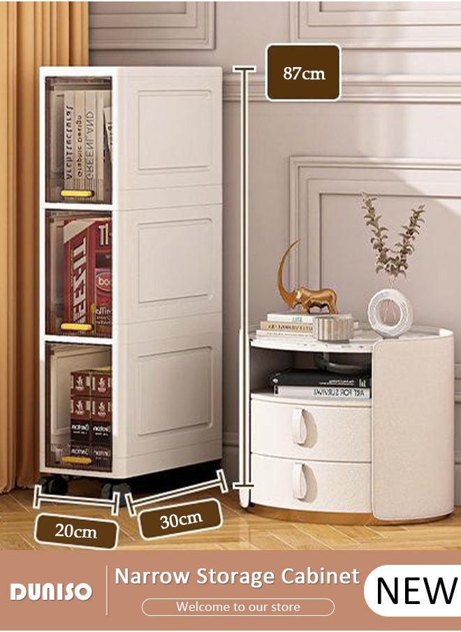 DUNISO Narrow Storage Cabinet ,Crack Storage Box With Doors,Slim Storage Containers With Wheels,Storage Drawers,gap Storage Organizer For Kitchen, Study, Living Room, Bedroom  - Image 1