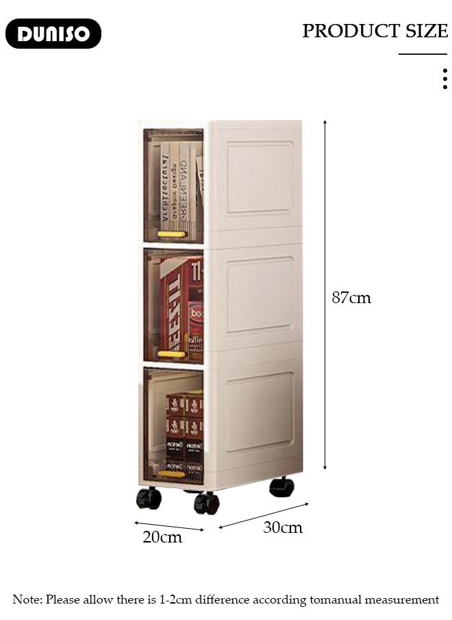 DUNISO Narrow Storage Cabinet ,Crack Storage Box With Doors,Slim Storage Containers With Wheels,Storage Drawers,gap Storage Organizer For Kitchen, Study, Living Room, Bedroom  - Image 4