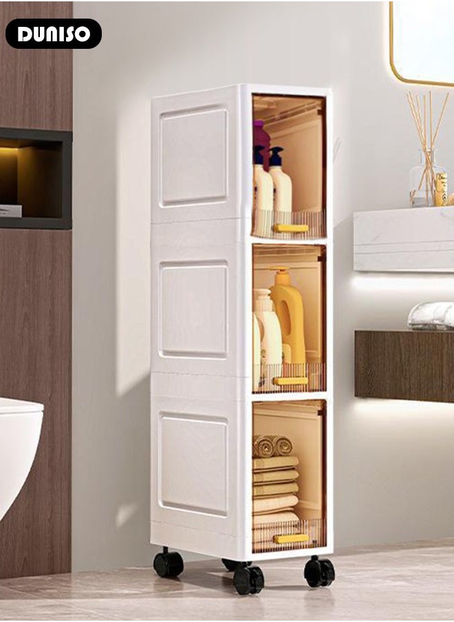DUNISO Narrow Storage Cabinet ,Crack Storage Box With Doors,Slim Storage Containers With Wheels,Storage Drawers,gap Storage Organizer For Kitchen, Study, Living Room, Bedroom  - Image 5