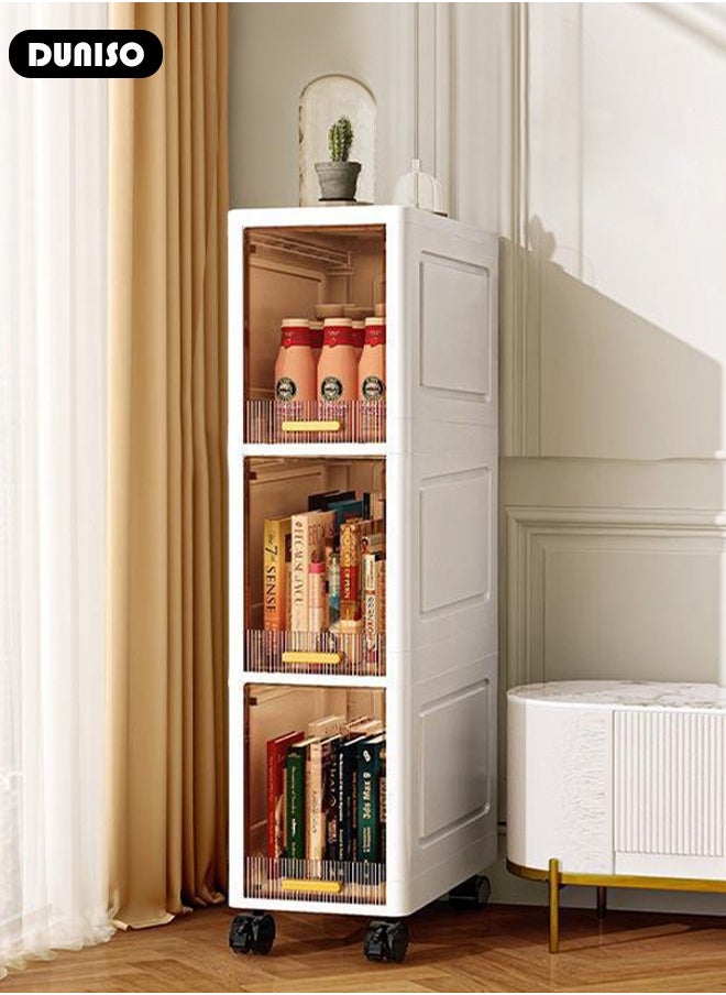 DUNISO Narrow Storage Cabinet ,Crack Storage Box With Doors,Slim Storage Containers With Wheels,Storage Drawers,gap Storage Organizer For Kitchen, Study, Living Room, Bedroom  - Image 3