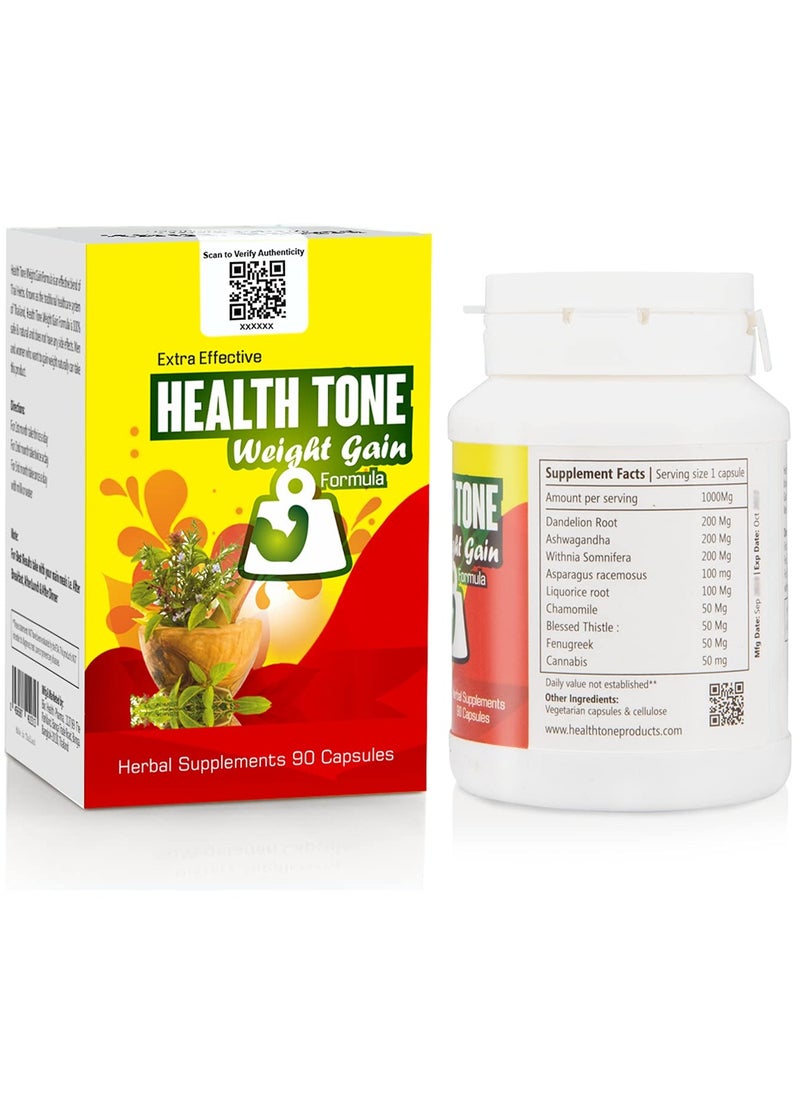 Health Tone - Health Tone Nutritional Weight Support Capsules - 90 Count with Protein & Essential Nutrients - Calorie & Appetite Supplement - Vegetarian Formula - Image 1