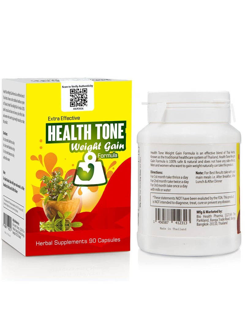 Health Tone - Health Tone Nutritional Weight Support Capsules - 90 Count with Protein & Essential Nutrients - Calorie & Appetite Supplement - Vegetarian Formula - Image 1