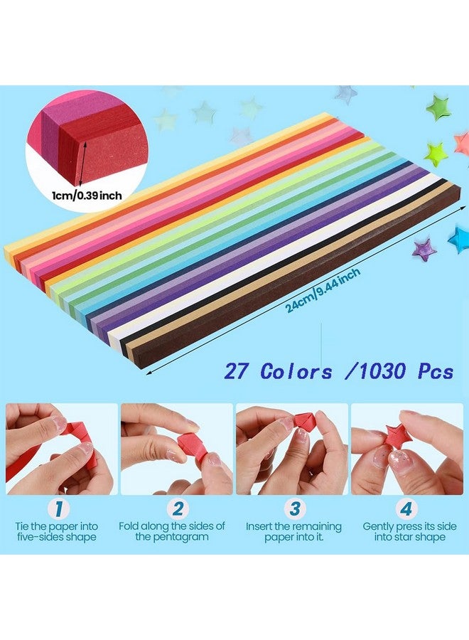 Jubobu Origami Stars Paper 1030 Sheets - 27 Color Assortment - Double Sided Solid Color Lucky Stars for DIY Crafts & Decor - Image 2