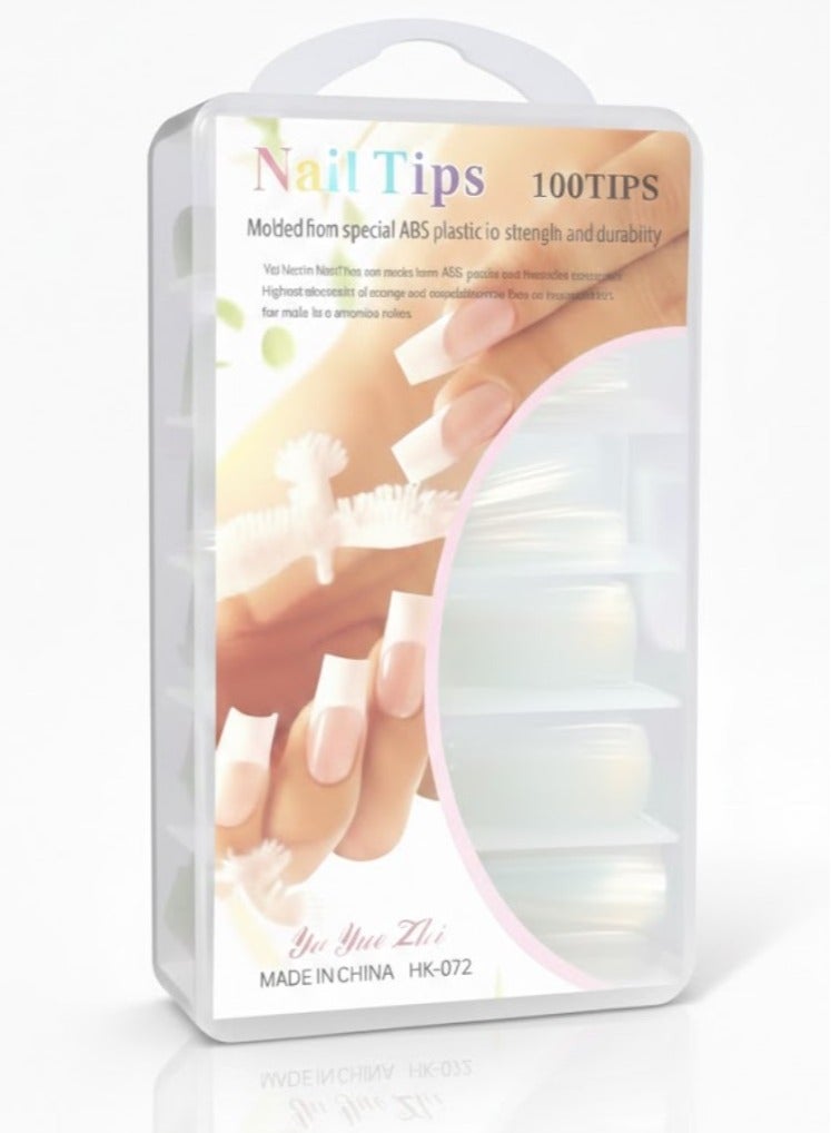 أظافر صناعية قوية شفافة عبوة تحتوي على 100قطعة