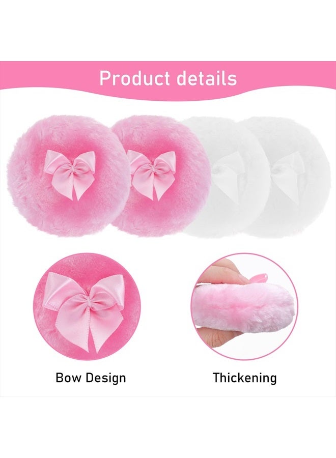 Sibba 4 قطع من إسفنجة بودرة كبيرة ورقيقة، 4 بوصة ناعمة للغاية قابلة للغسل وإعادة الاستخدام، إسفنجة بودرة الوجه والجسم، أداة مكياج للبودرة السائبة، - Image 3