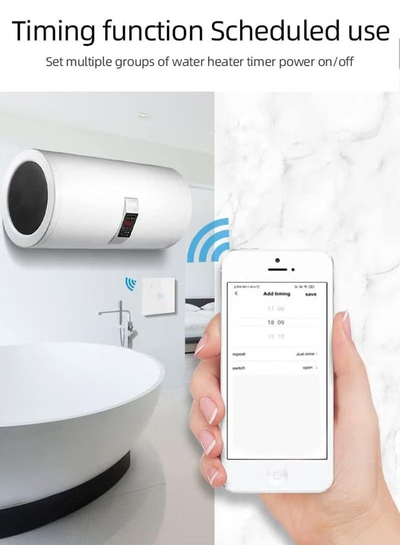 مفتاح ذكي WiFi/Bluetooth بقدرة 40 أمبير، وحدة تحكم WiFi قوية لمضخة البركة، وسخان الماء، ومكيف الهواء، متوافق مع Alexa و Google Home، يتطلب سلك محايد.  - Image 2