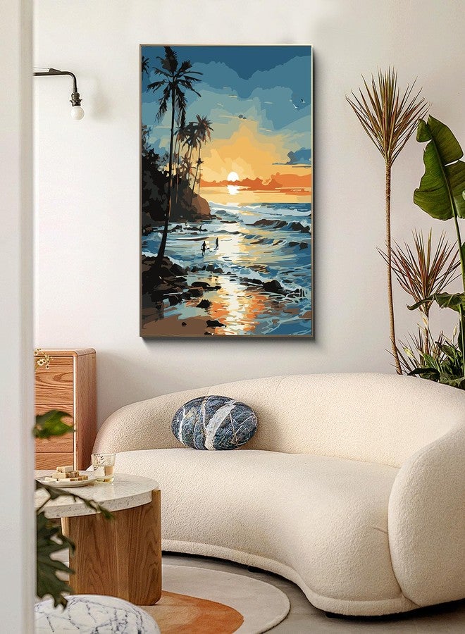 PRASIO Paint by Numbers Kit for Adults Beginner, Beach Paint by Number, DIY Acrylic Adult Paint by Number Kits on Canvas for Home Decor Gift 16x20 Inch - Image 2