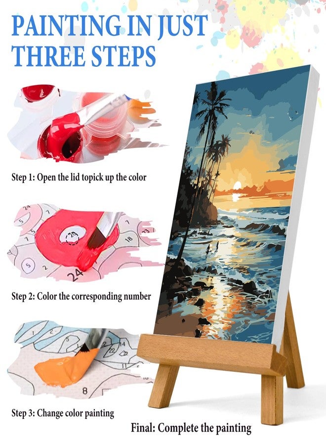 PRASIO Paint by Numbers Kit for Adults Beginner, Beach Paint by Number, DIY Acrylic Adult Paint by Number Kits on Canvas for Home Decor Gift 16x20 Inch - Image 4