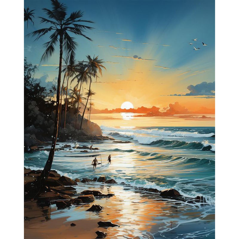 PRASIO Paint by Numbers Kit for Adults Beginner, Beach Paint by Number, DIY Acrylic Adult Paint by Number Kits on Canvas for Home Decor Gift 16x20 Inch - Image 1