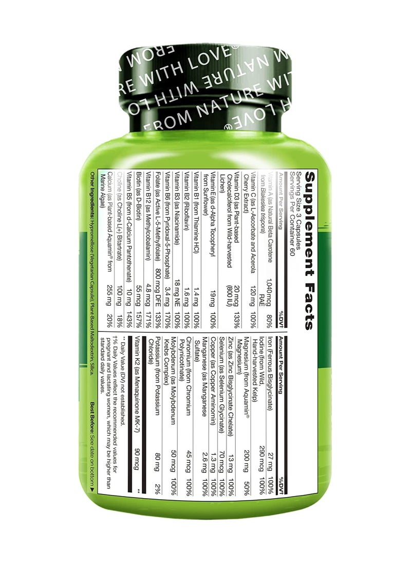 NATURELO - Prenatal Multivitamin With Folate, Iron,& Calcium - Dietary Supplement Complete Formula Gentle On The Stomach ,180 Vegetarian Capsule - Image 1