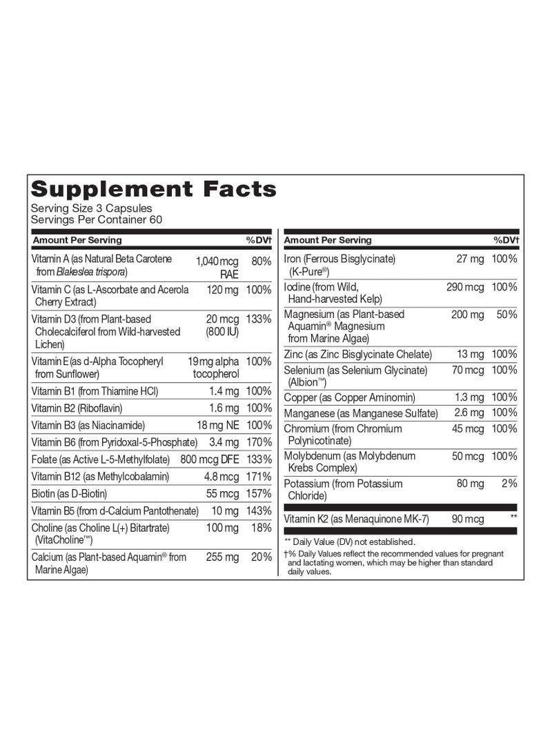 NATURELO - Prenatal Multivitamin With Folate, Iron,& Calcium - Dietary Supplement Complete Formula Gentle On The Stomach ,180 Vegetarian Capsule - Image 1