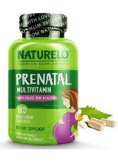 Prenatal Multivitamin With Folate, Iron,& Calcium - Dietary Supplement Complete Formula Gentle On The Stomach ,180 Vegetarian Capsule