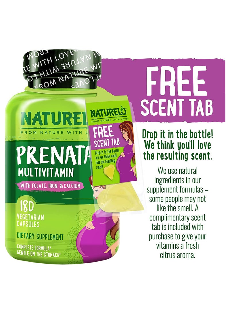 NATURELO Prenatal Multivitamin With Folate, Iron,& Calcium - Dietary Supplement Complete Formula Gentle On The Stomach ,180 Vegetarian Capsule - Image 4