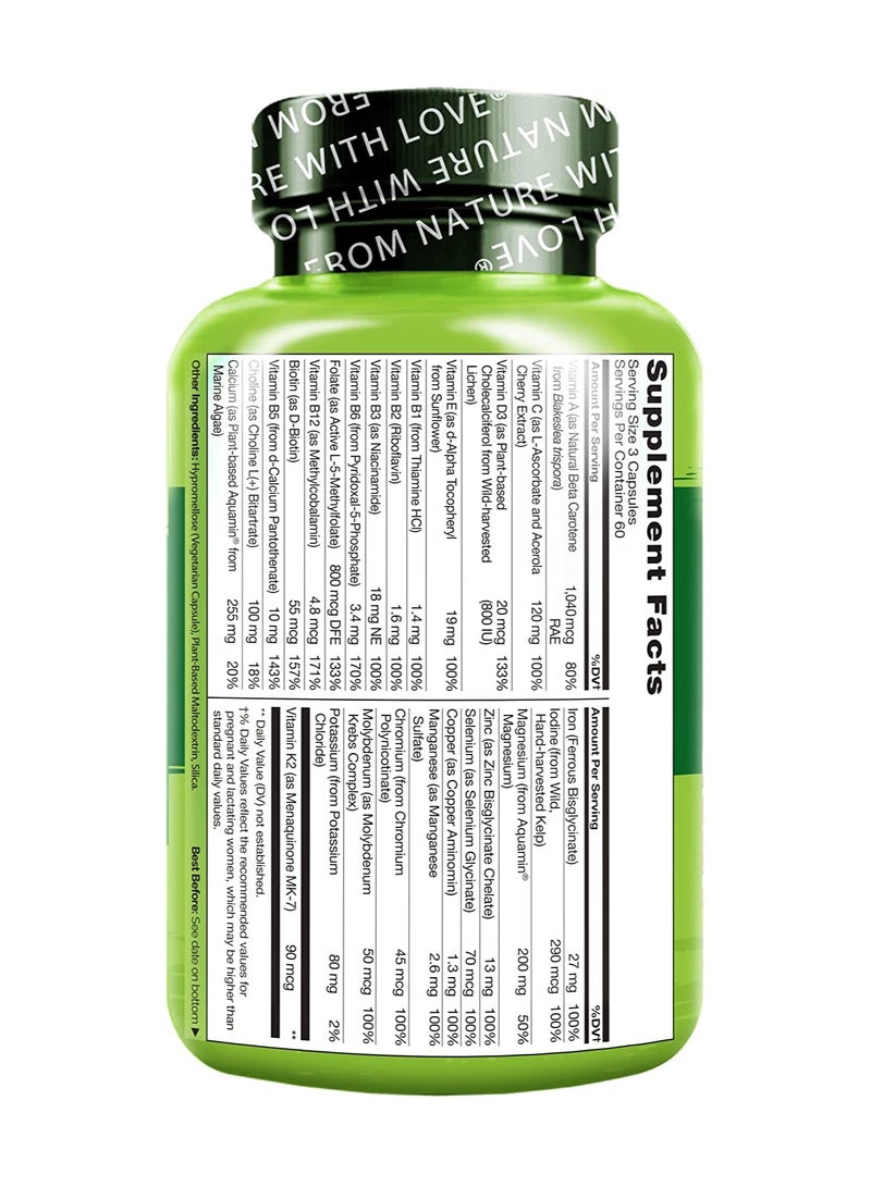 NATURELO Prenatal Multivitamin With Folate, Iron,& Calcium - Dietary Supplement Complete Formula Gentle On The Stomach ,180 Vegetarian Capsule - Image 3