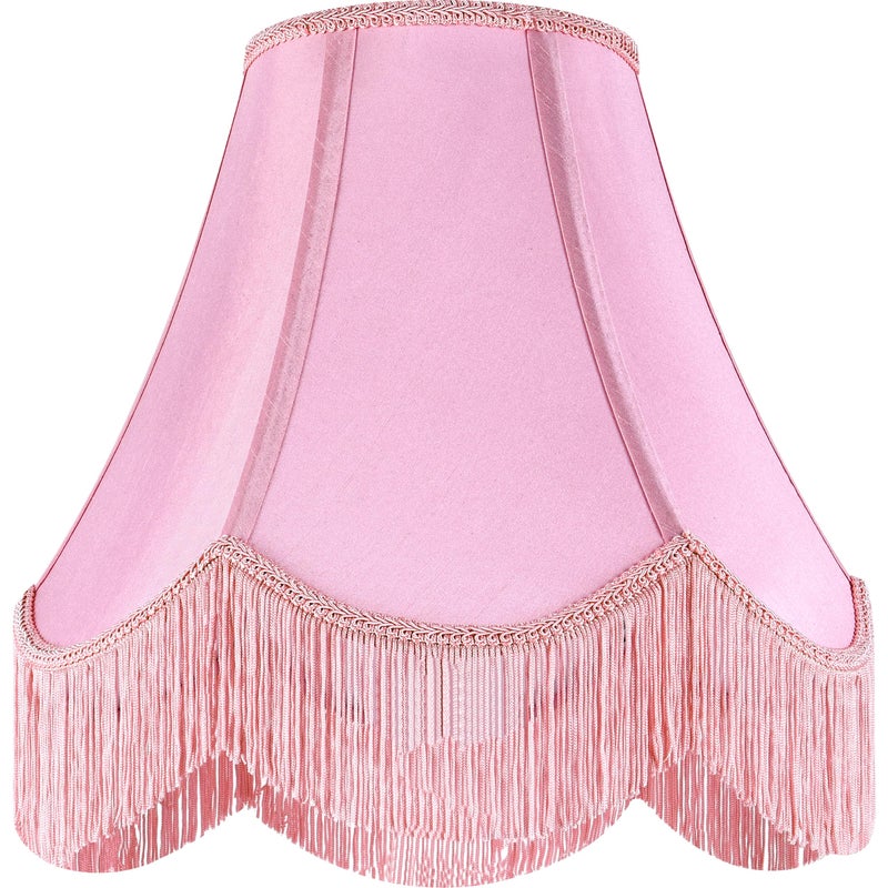 GO&SO Pink Silk Fabric Bell Lamp Shades Set of 1, Victorian Fringe Trim Scalloped Lamp Shade 6"x13"x10.6"(Spider),Replacement Shades for Table,Floor Lamps,Nordic Decor,Easy Assembly, Hand Crafted By GO&SO - Image 5
