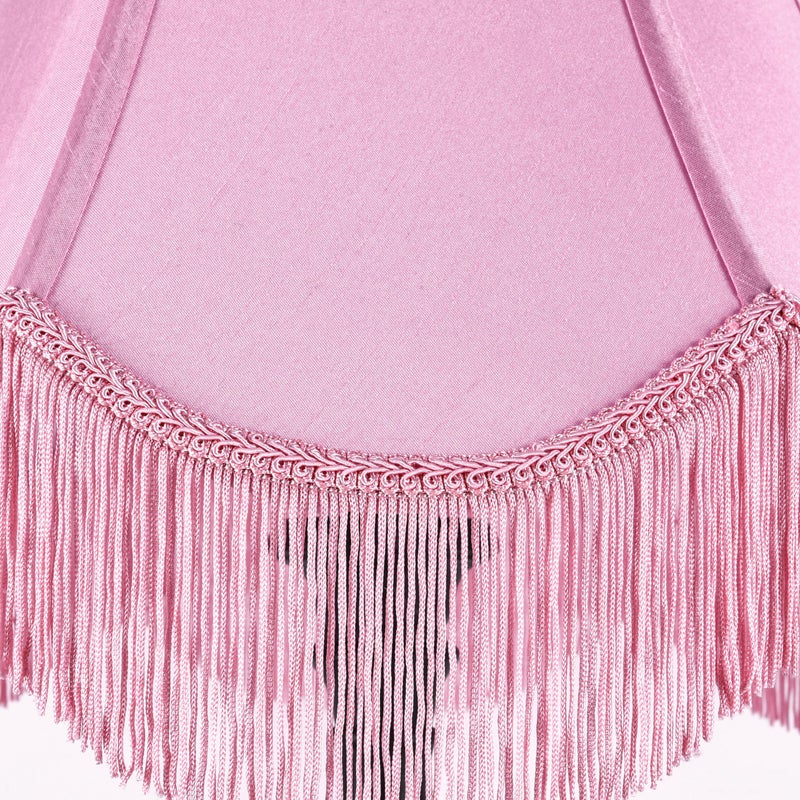 GO&SO Pink Silk Fabric Bell Lamp Shades Set of 1, Victorian Fringe Trim Scalloped Lamp Shade 6"x13"x10.6"(Spider),Replacement Shades for Table,Floor Lamps,Nordic Decor,Easy Assembly, Hand Crafted By GO&SO - Image 3