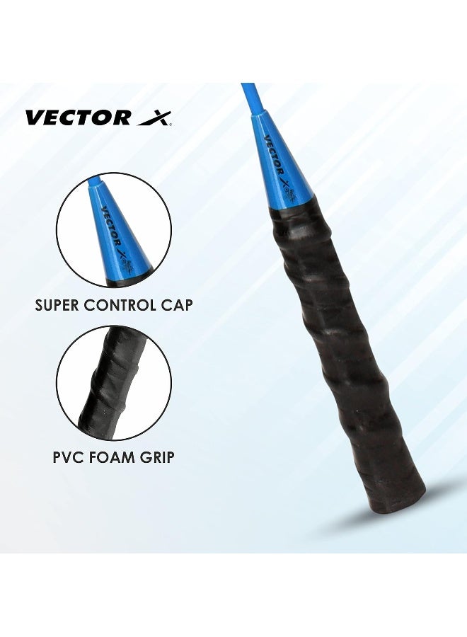 Vector X VXB 140 Aluminum Badminton T Joint Racket Set – 3-Pack with Nylon Shuttles & Full Cover, Lightweight & Durable, Blue - Image 4