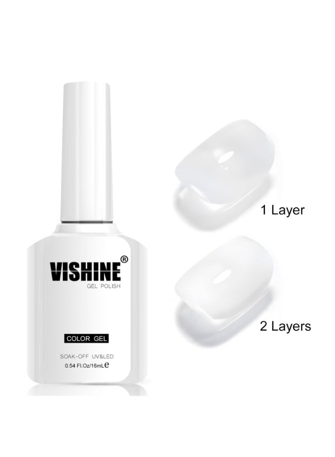Vishine 16ml Sheer Milky White Jelly Gel Polish Translucent Crystal UV Gel French Manicure DIY Nail Art Soak Off Light Neutral White Shade E031 - Image 4