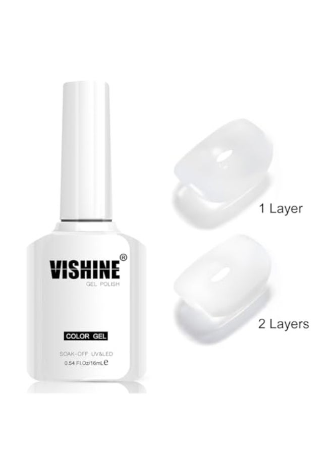 Vishine 16ml Sheer Milky White Jelly Gel Polish Translucent Crystal UV Gel French Manicure DIY Nail Art Soak Off Light Neutral White Shade E031 - Image 3