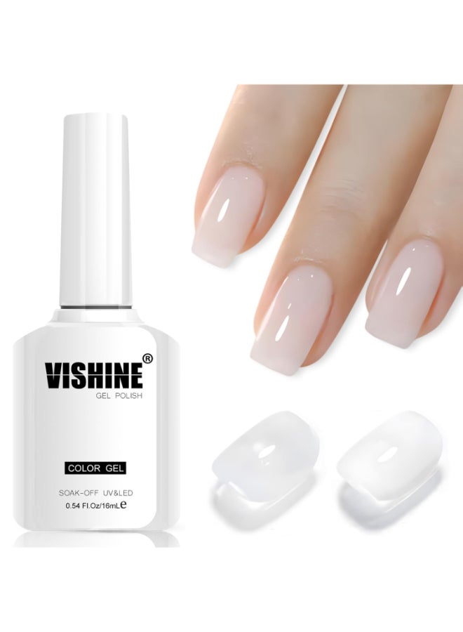 Vishine 16ml Sheer Milky White Jelly Gel Polish Translucent Crystal UV Gel French Manicure DIY Nail Art Soak Off Light Neutral White Shade E031 - Image 2