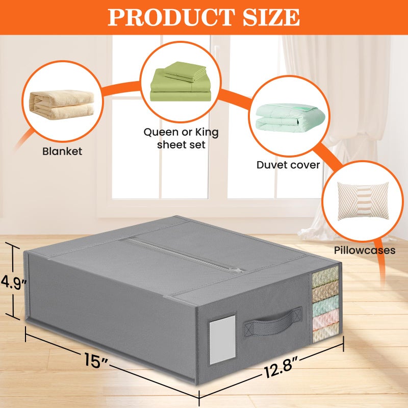 WOWBOX Sheet Organizers and Storage,Closet Bed Sheet Organizer Under Bed Storage and Organization with Label Cards & Clear Window for Bedding Sheets,Duvet Covers,Blankets (6 Packï¼ŒGray) - Image 5