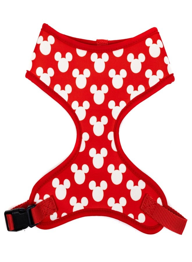 Buckle Down Disney Pet Harness, Dog Collar Plastic Buckle, Mickey Mouse Ears Icon Scattered Red White - Image 1