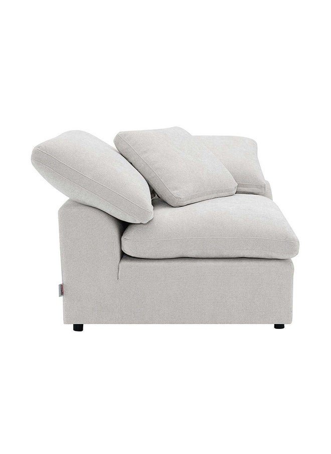 DANUBE HOME Laxus Corner Wedge With Pillow Accent Chair  Modern Design One Seat Sofas Comfortable Living Room Furniture 114 x W 114 x H 61 cm Ivory  - Image 2