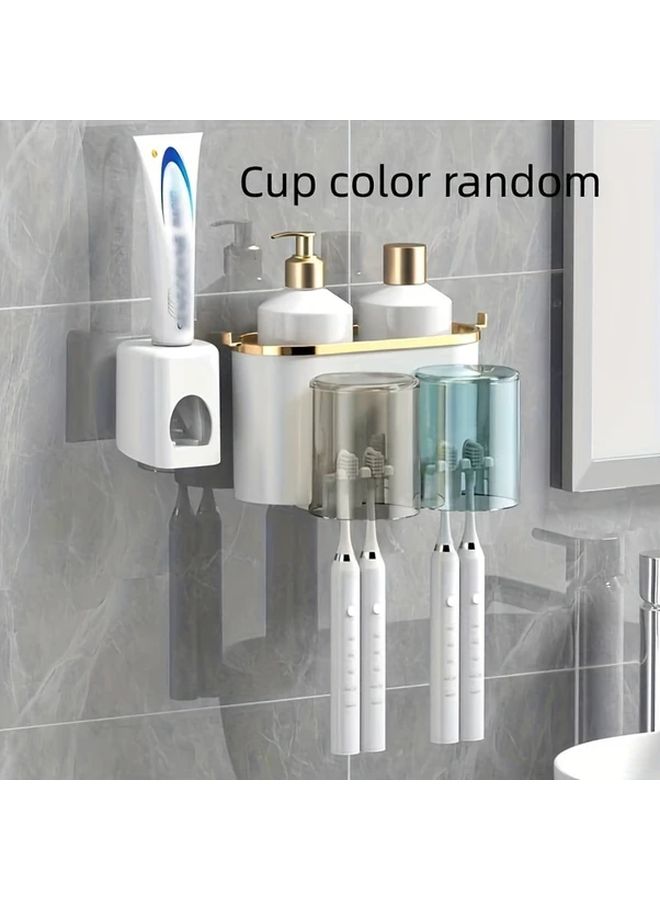 Wall Mounted Toothbrush Holder Set Transparent Blue No Drilling Easy Install Bathroom Organizer - Image 3