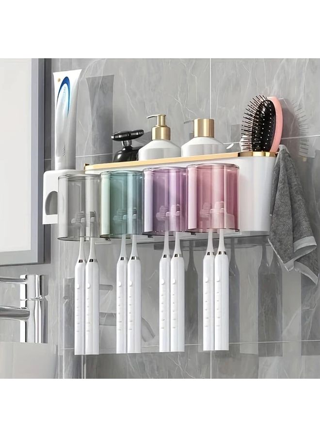 Wall Mounted Toothbrush Holder Set Transparent Blue No Drilling Easy Install Bathroom Organizer - Image 2