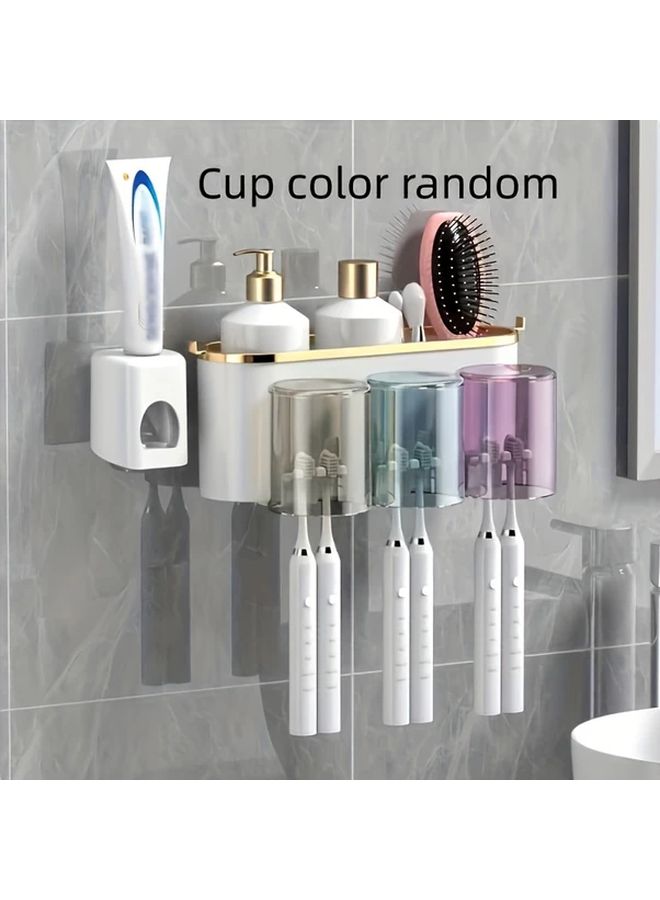 Wall Mounted Toothbrush Holder Set Transparent Blue No Drilling Easy Install Bathroom Organizer - Image 5