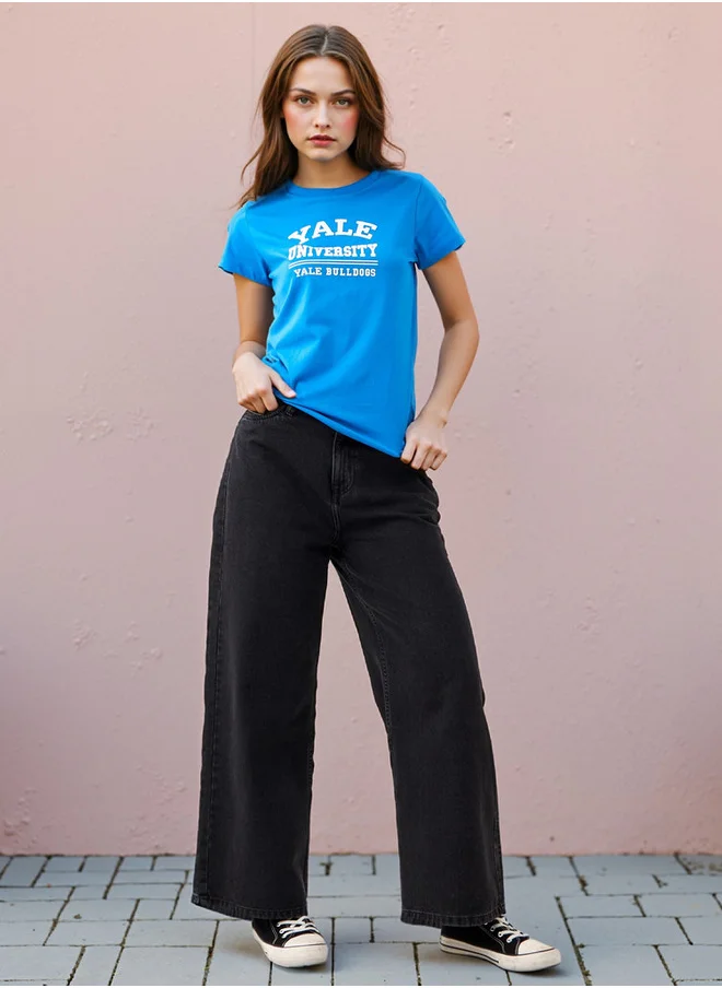 اس بي كاركترز Varsity Print T-shirt with Crew Neck