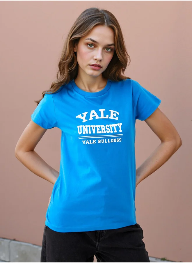 اس بي كاركترز Varsity Print T-shirt with Crew Neck