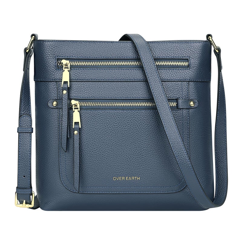 Over Earth Crossbody Bags for Women Leather Purses for Ladies with Multiple Pockets(O199E Indigo Blue) - Image 1