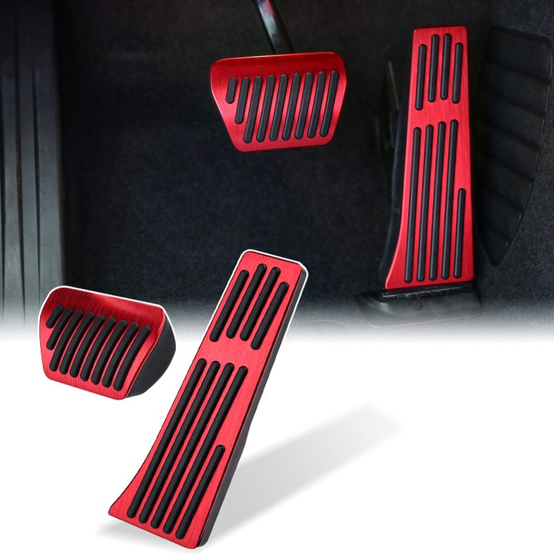 Thenice for BMW 3 4 5 7 Series X3 X4 X5 X6 X7 AntiSlip Foot Pedals Aluminum Automatic Brake and Gas Accelerator Pedal No Drilling Covers Red