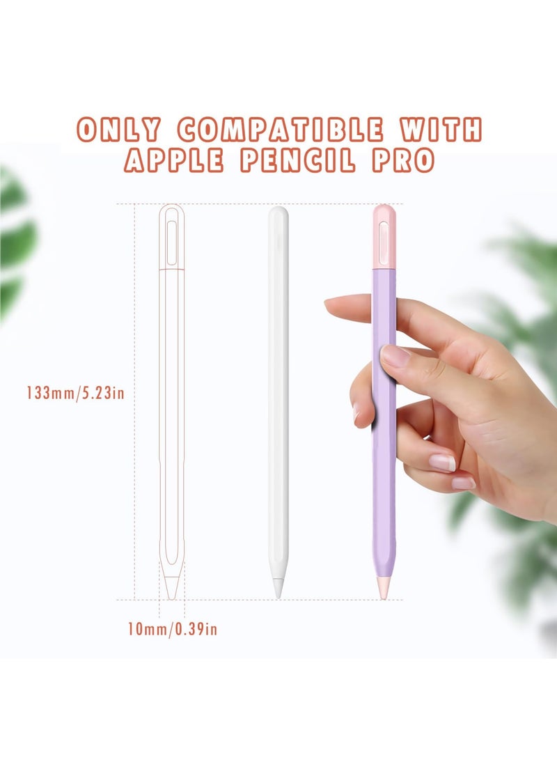 SYOSI Silicone Case for Apple Pencil Pro & 2nd Gen Cover Protective Sleeve Feather Design for Apple Pencil Clashing Color Stylish Soft Silicone Grip with Easy Access to Charging Port （Purple+Pink） - Image 5