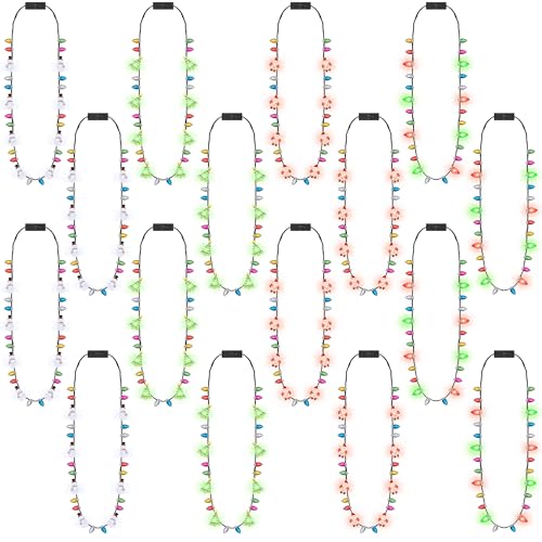 Traplace Christmas Party Favors 8PCS Christmas Light Necklace Xmas Accessories Colorful Bulbs 3 Modes Light Up Necklace Santa Claus Xmas Trees Snowmen Adults Supplies Decor - Image 1