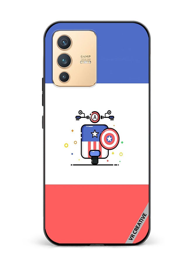 VR CREATIVE Protective Case Cover For Vivo V23 5G Cute Little Bike Of Captain America Design Multicolour - Image 1