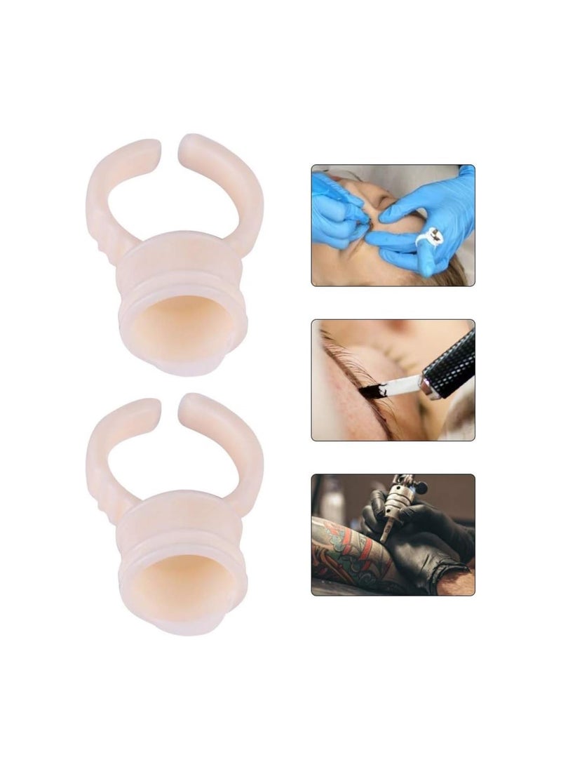 Generic - 100Pcs Silicone Semi-Permanent Tattoo Ink Ring Cup for Pigment Holder Eyebrow Tattoo Ring Cup Microblading Finger Glue Cup Tools(M(Without Division)) - Image 1