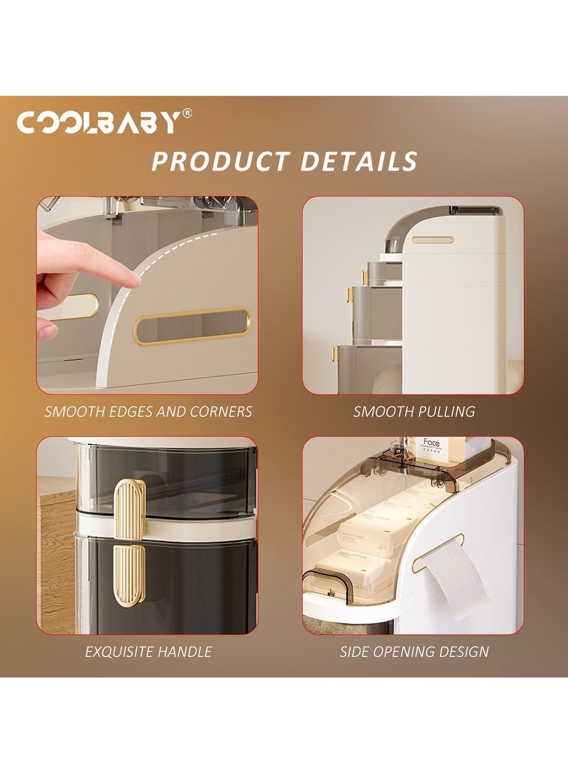 Cool Baby COOLBABY Household Sewing Storage Cabinet Bathroom Kitchen Multi-functional Storage Cabinet Multi-floor Transparent Cabinet-3 Layers  - Image 5